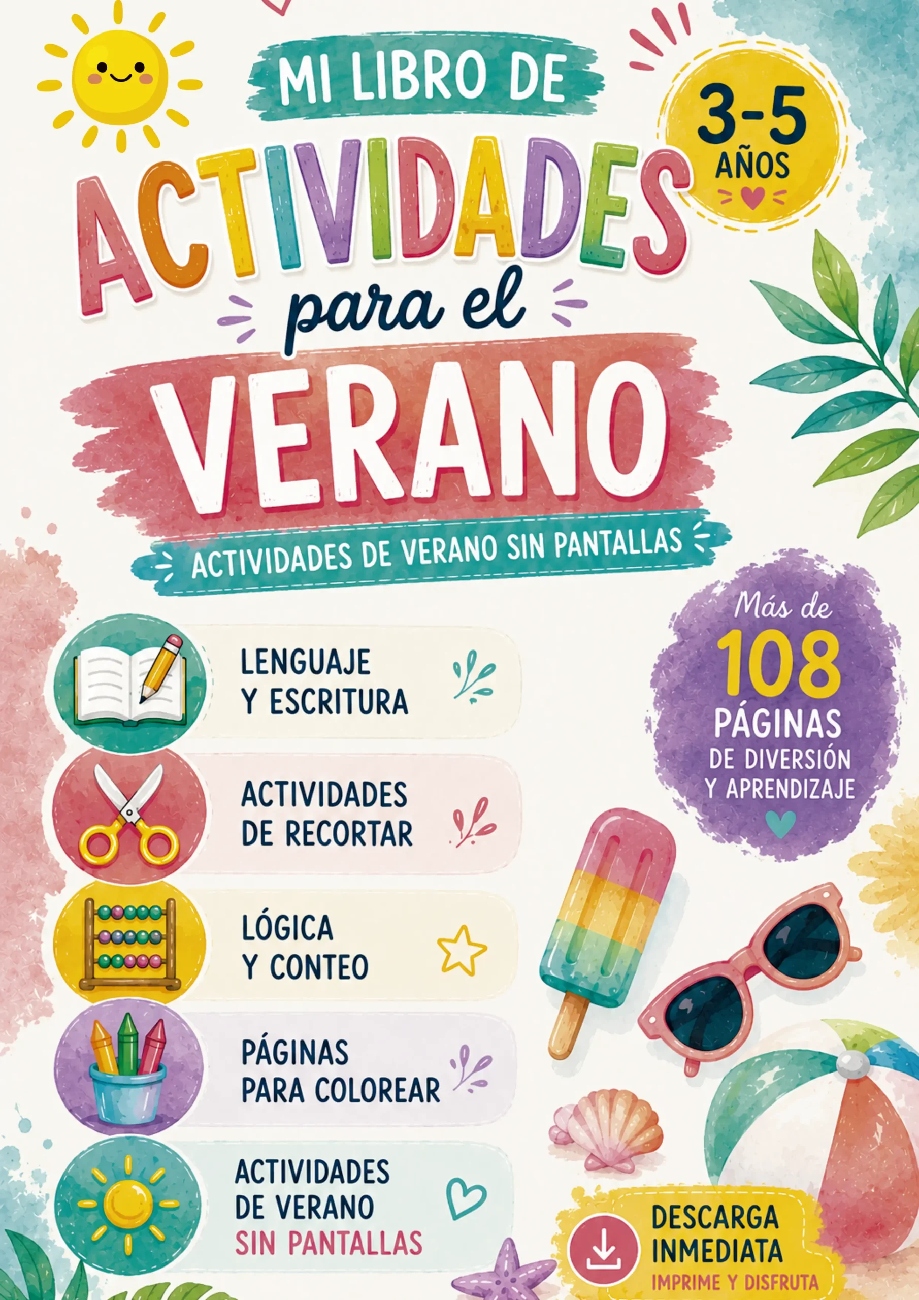 Kit de Verano para Niños y Niñas 3-5 Años | Cuaderno de Actividades Imprimible PDF